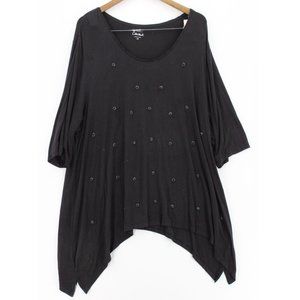 Simply Emma Tunic Top Womens Plus Black Long Sleeve Crewneck Lightweight Size 3X